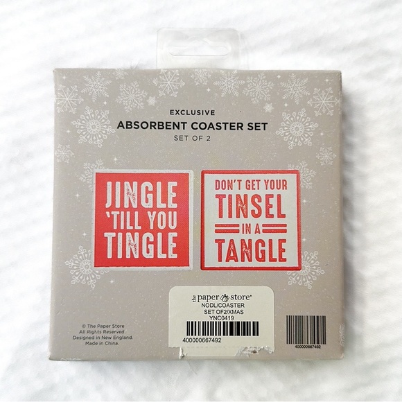 NIB✨Christmas Holiday Ceramic Coaster Set Funny Drinkware Home Decor - Picture 2 of 2